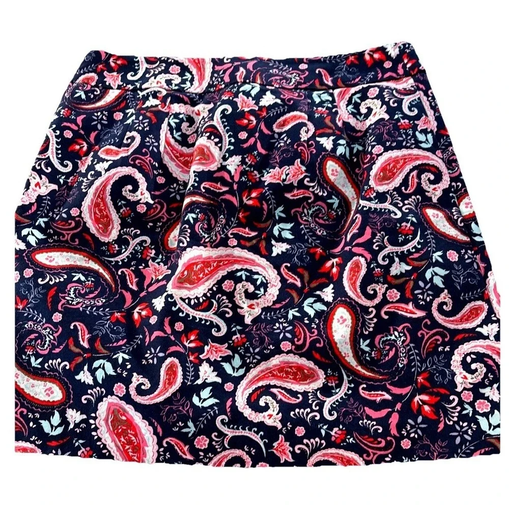 Talbots Paisley A-Line Skirt Women's Size 6P Multi Color Side Zip Lined Floral‎